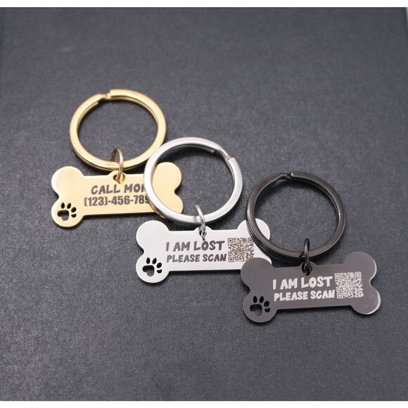 Bone Pet Tag, Dog ID Tag, Pet's Name Tag and QR Code Powered By ScanKeep - Picture 8 of 10